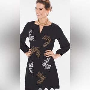 Chico’s Black Label Black Embroidered Tunic/Dress Sz 00